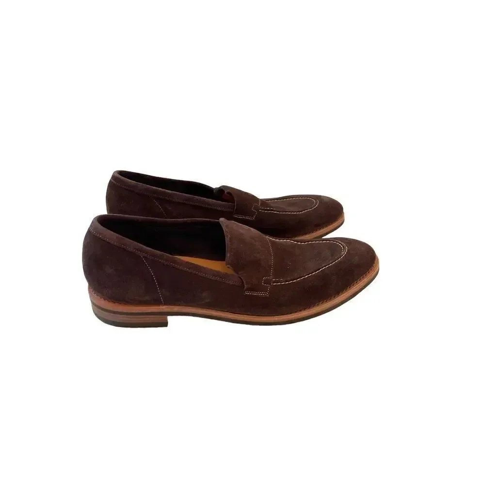 John Lobb Mens Brown Leather Slip On Loafer Casual Shoes Size 10.5